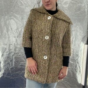 Vintage Handmade Knit Colorful Long Cardigan Coat